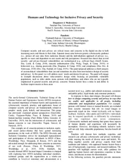 Panel: Humans and Technology for Inclusive Privacy and Security