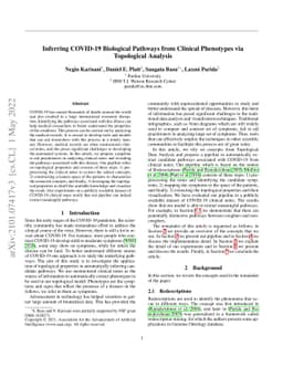 Inferring COVID-19 Biological Pathways from Clinical Phenotypes via
  Topological Analysis
