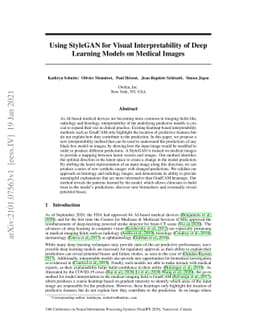 Using StyleGAN for Visual Interpretability of Deep Learning Models on
  Medical Images