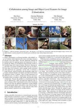 Collaboration among Image and Object Level Features for Image
  Colourisation