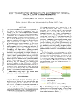 Real-Time Limited-View CT Inpainting and Reconstruction with Dual Domain
  Based on Spatial Information