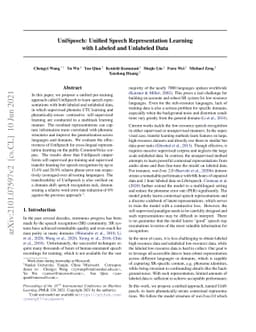 UniSpeech: Unified Speech Representation Learning with Labeled and
  Unlabeled Data