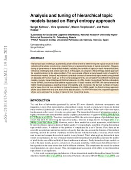 Analysis and tuning of hierarchical topic models based on Renyi entropy
  approach