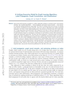 A Unifying Generative Model for Graph Learning Algorithms: Label
  Propagation, Graph Convolutions, and Combinations