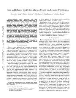 Safe and Efficient Model-free Adaptive Control via Bayesian Optimization