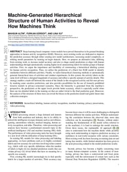 Machine-Generated Hierarchical Structure of Human Activities to Reveal
  How Machines Think