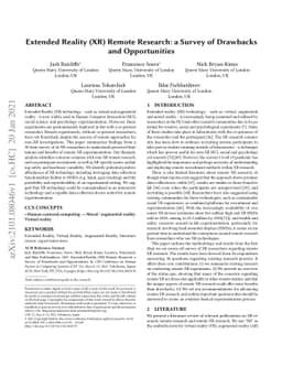 Extended Reality (XR) Remote Research: a Survey of Drawbacks and
  Opportunities