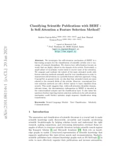 Classifying Scientific Publications with BERT -- Is Self-Attention a
  Feature Selection Method?