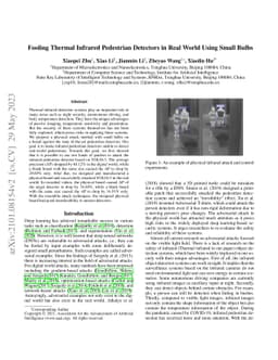 Fooling thermal infrared pedestrian detectors in real world using small
  bulbs