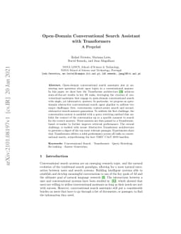 Open-Domain Conversational Search Assistant with Transformers