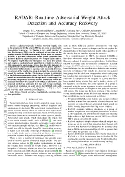 RADAR: Run-time Adversarial Weight Attack Detection and Accuracy
  Recovery