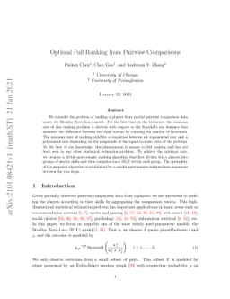 Optimal Full Ranking from Pairwise Comparisons