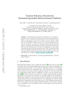 Content Selection Network for Document-grounded Retrieval-based Chatbots