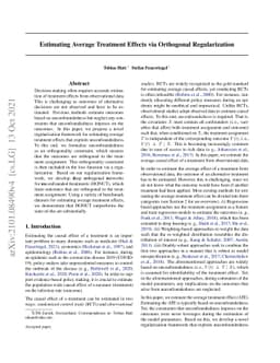 Estimating Average Treatment Effects via Orthogonal Regularization