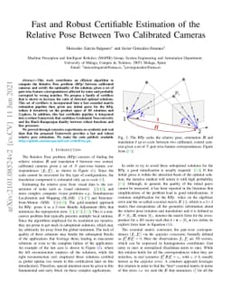 Fast and Robust Certifiable Estimation of the Relative Pose Between Two
  Calibrated Cameras