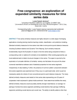 Free congruence: an exploration of expanded similarity measures for time
  series data