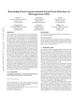 Knowledge-Preserving Incremental Social Event Detection via
  Heterogeneous GNNs