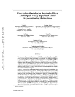 Expectation-Maximization Regularized Deep Learning for Weakly Supervised
  Tumor Segmentation for Glioblastoma