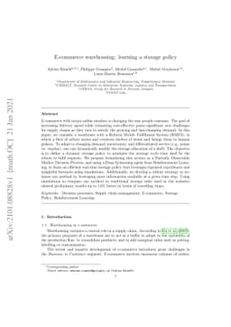 E-commerce warehousing: learning a storage policy
