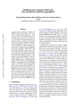 Distilling Large Language Models into Tiny and Effective Students using
  pQRNN