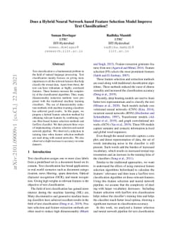 Does a Hybrid Neural Network based Feature Selection Model Improve Text
  Classification?