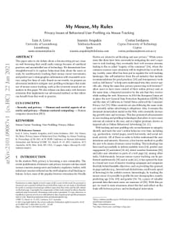 My Mouse, My Rules: Privacy Issues of Behavioral User Profiling via
  Mouse Tracking