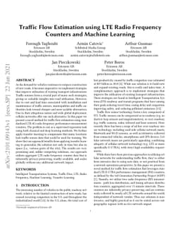 Traffic Flow Estimation using LTE Radio Frequency Counters and Machine
  Learning