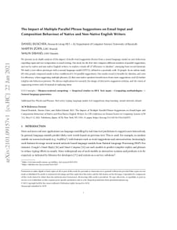 The Impact of Multiple Parallel Phrase Suggestions on Email Input and
  Composition Behaviour of Native and Non-Native English Writers