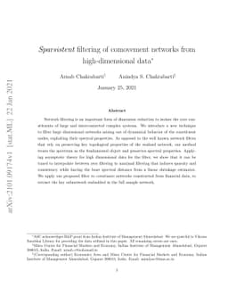Sparsistent filtering of comovement networks from high-dimensional data