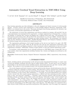 Automatic Cerebral Vessel Extraction in TOF-MRA Using Deep Learning