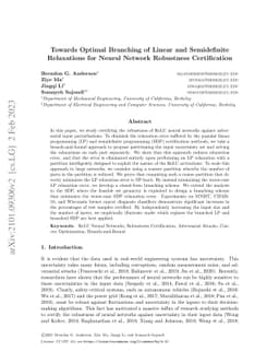 Towards Optimal Branching of Linear and Semidefinite Relaxations for Neural Network Robustness Certification