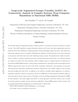 Large-scale Augmented Granger Causality (lsAGC) for Connectivity
  Analysis in Complex Systems: From Computer Simulations to Functional MRI
  (fMRI)