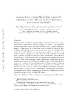 Sequence-based Dynamic Handwriting Analysis for Parkinson's Disease
  Detection with One-dimensional Convolutions and BiGRUs