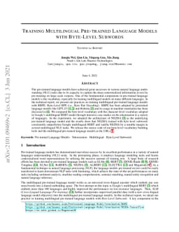 Training Multilingual Pre-trained Language Model with Byte-level
  Subwords