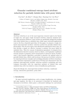 Granular conditional entropy-based attribute reduction for partially
  labeled data with proxy labels