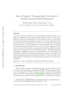 Show or Suppress? Managing Input Uncertainty in Machine Learning Model
  Explanations