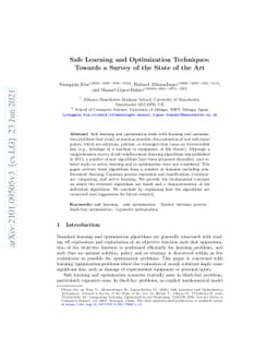 Safe Learning and Optimization Techniques: Towards a Survey of the State
  of the Art