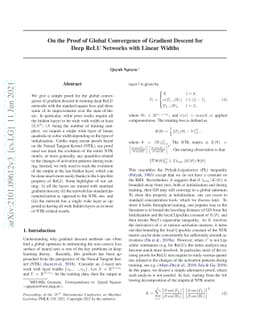 On the Proof of Global Convergence of Gradient Descent for Deep ReLU
  Networks with Linear Widths