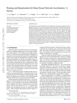 Pruning and Quantization for Deep Neural Network Acceleration: A Survey