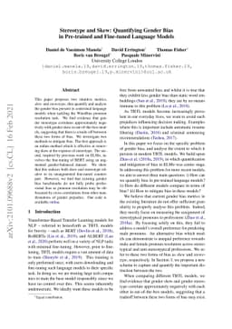 Stereotype and Skew: Quantifying Gender Bias in Pre-trained and
  Fine-tuned Language Models