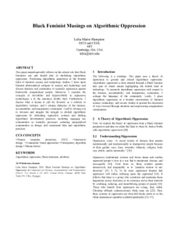 Black Feminist Musings on Algorithmic Oppression