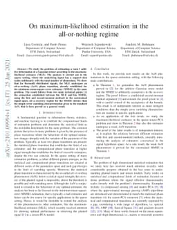On maximum-likelihood estimation in the all-or-nothing regime