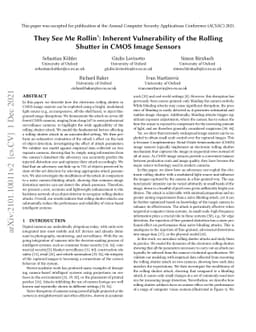 They See Me Rollin': Inherent Vulnerability of the Rolling Shutter in
  CMOS Image Sensors