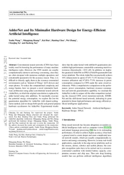 AdderNet and its Minimalist Hardware Design for Energy-Efficient
  Artificial Intelligence