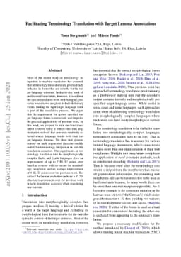 Facilitating Terminology Translation with Target Lemma Annotations