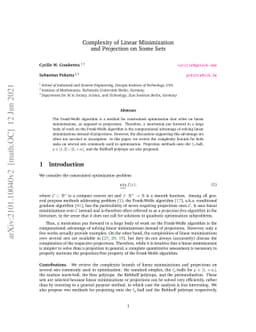 Complexity of Linear Minimization and Projection on Some Sets