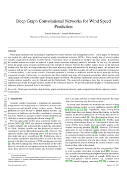Deep Graph Convolutional Networks for Wind Speed Prediction