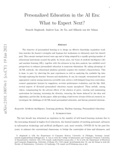 Personalized Education in the AI Era: What to Expect Next?