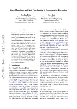 Open-Mindedness and Style Coordination in Argumentative Discussions