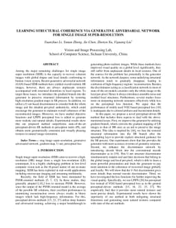 Learning Structral coherence Via Generative Adversarial Network for
  Single Image Super-Resolution